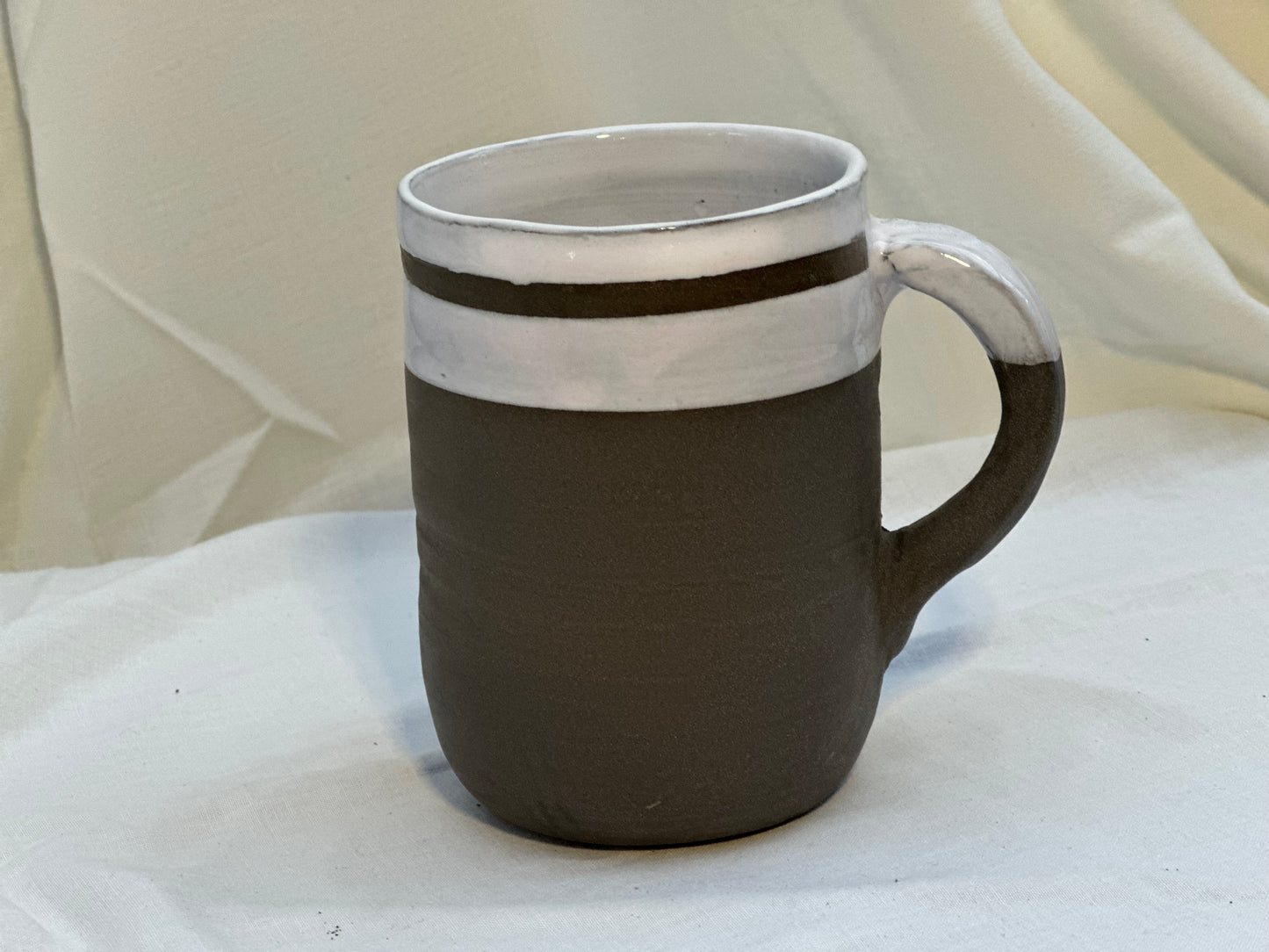 Large Striped Stoneware Mug