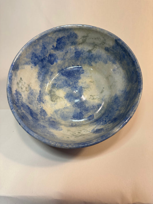 Blue and grey sponged stoneware bowl