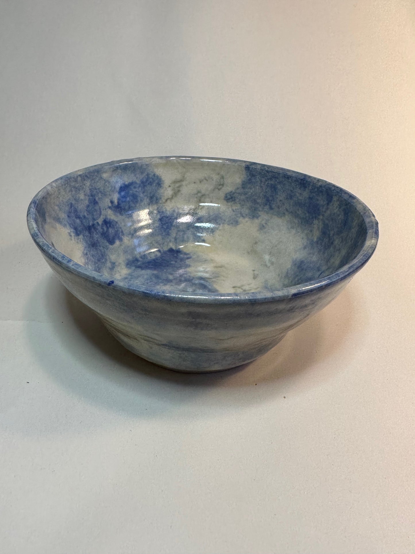 Blue and grey sponged stoneware bowl