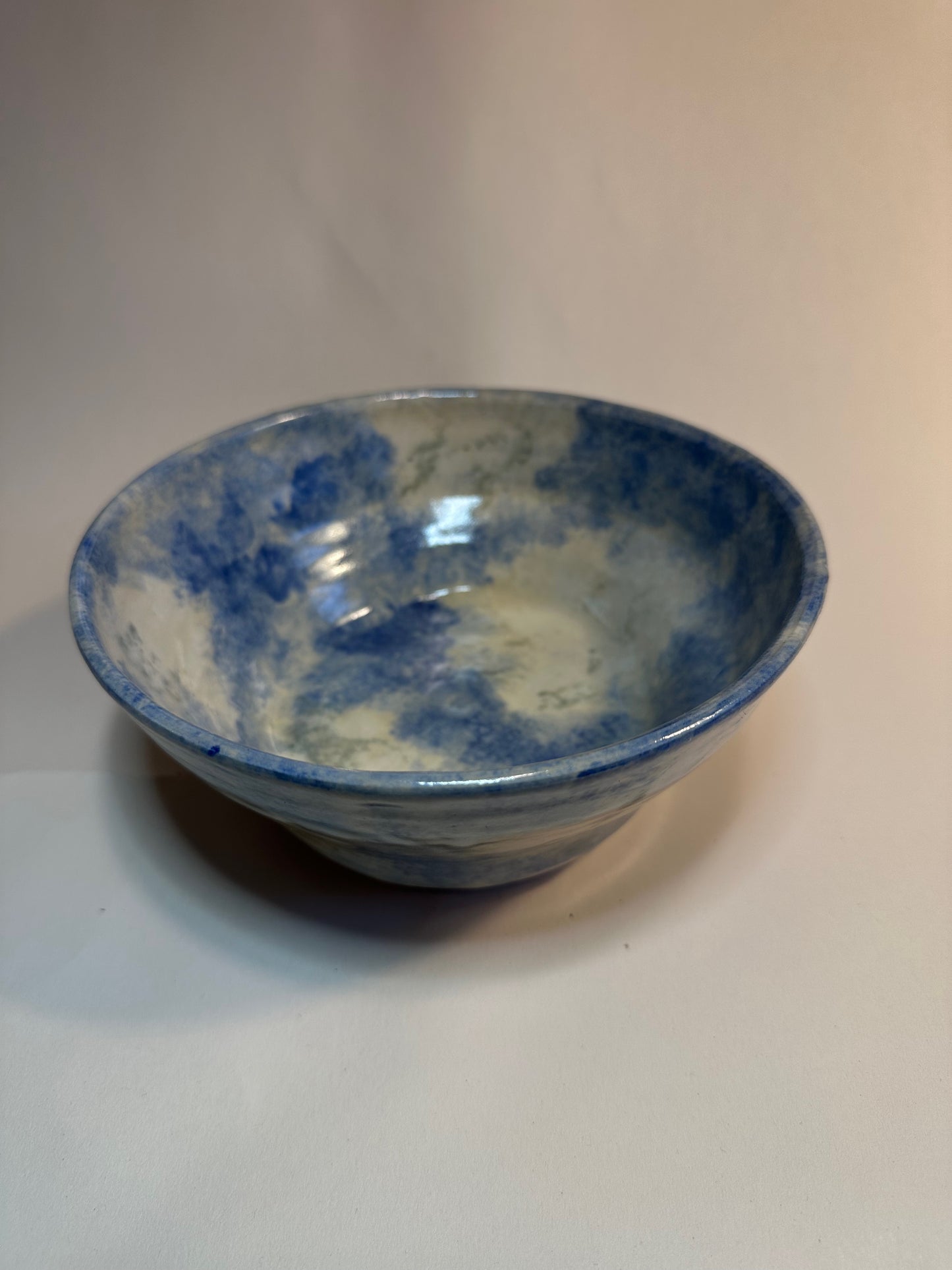 Blue and grey sponged stoneware bowl