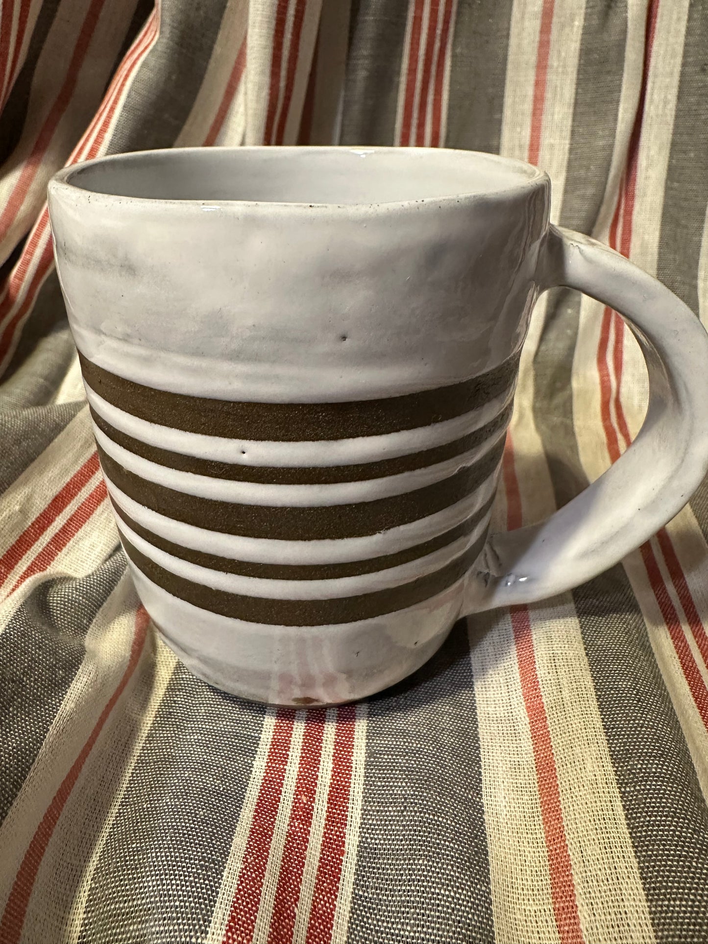 Striped stoneware mug