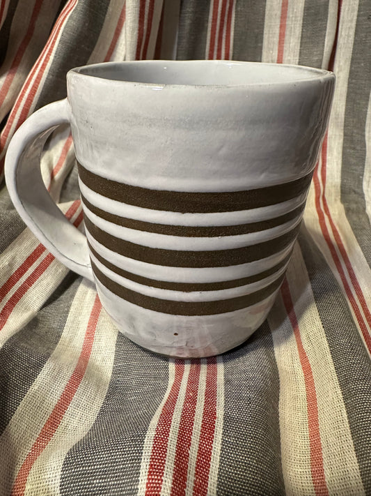 Striped stoneware mug